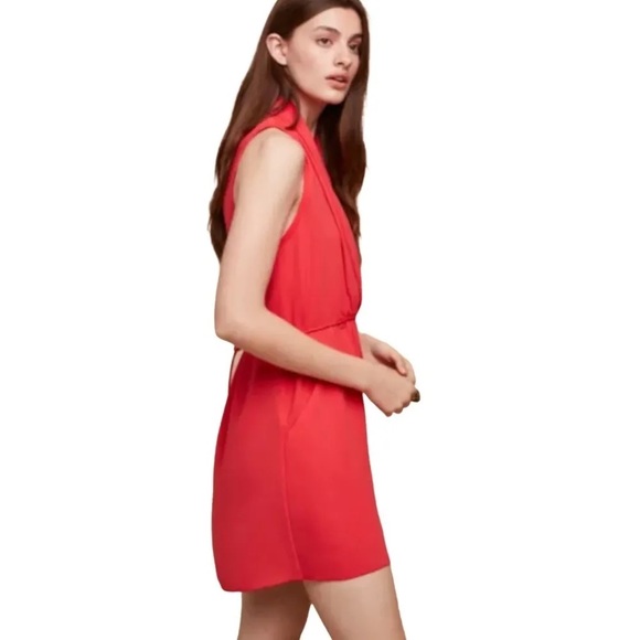 Aritzia Wilfred Sleeveless “Sabine” Wrap Dress XS Small Coral - Picture 6 of 12